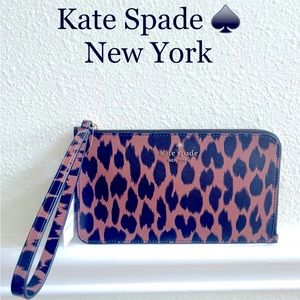 Kate Spade medium Wristlet wallet in animal leopard print